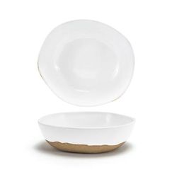 Front of the House DBO161WHP21 48 oz Round Artefact Bowl - Porcelain, White