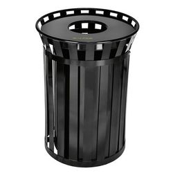 Alpine Industries ALP479-38 38 Gallon Outdoor Trash Receptacle - Metal, Black