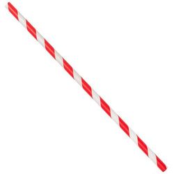 LK Packaging GPSJ775UW-RE 7 3/4" Unwrapped Jumbo Paper Straw, Red/White Striped