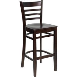 Flash Furniture XU-DGW0005BARLAD-WAL-GG Commercial Bar Stool w/ Ladder Back & Wood Seat, Walnut
