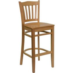 Flash Furniture XU-DGW0008BARVRT-NAT-GG Commercial Bar Stool w/ Vertical Slat Back & Wood Seat, Natural