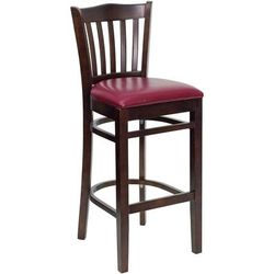 Flash Furniture XU-DGW0008BARVRT-WAL-BURV-GG Commercial Bar Stool w/ Vertical Slat Back & Burgundy Vinyl Seat, Walnut