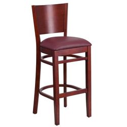 Flash Furniture XU-DG-W0094BAR-MAH-BURV-GG Commercial Bar Stool w/ Solid Back & Burgundy Vinyl Seat, Mahogany