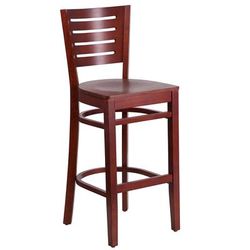 Flash Furniture XU-DG-W0108BBAR-MAH-MAH-GG Commercial Bar Stool w/ Slat Back & Wood Seat, Mahogany