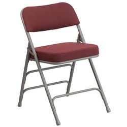 Flash Furniture AW-MC320AF-BG-GG Folding Chair w/ Burgundy Patterned Fabric Back & Seat - Steel Frame, Gray Finish, Metal