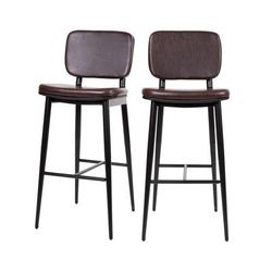 Flash Furniture AY-S01-BR-GG Commercial Bar Stool w/ Brown LeatherSoft Upholstered Back & Seat, Black