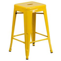 Flash Furniture CH-31320-24-YL-GG Counter Height Backless Commercial Bar Stool w/ Metal Seat, Yellow