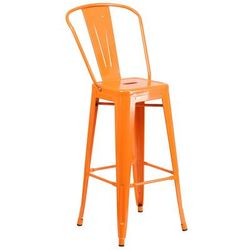 Flash Furniture CH-31320-30GB-OR-GG Commercial Bar Stool w/ Curved Back & Metal Seat, Orange