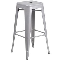 Flash Furniture CH-31320-30-SIL-GG Backless Commercial Bar Stool w/ Metal Seat, Silver