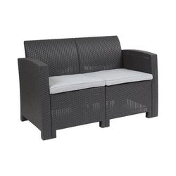 Flash Furniture DAD-SF2-2-DKGY-GG 47"W Outdoor Loveseat w/ Seat Cushions - 30"H, Resin, Dark Gray