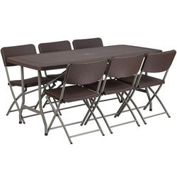 Flash Furniture DAD-YCZ-172-61-GG Rectangular Folding Table & 6 Folding Chair Set - 67 1/2"W x 32 1/2"D x 28 3/4"H, Gray