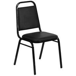 Flash Furniture FD-BHF-2-GG Hercules Stacking Banquet Chair w/ Black Vinyl Back & Seat - Steel Frame, Black, 16-ga. Black Powder Steel Frame