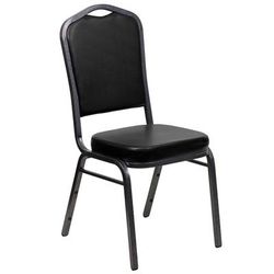 Flash Furniture FD-C01-SILVERVEIN-BK-VY-GG Stacking Banquet Chair w/ Black Vinyl Back & Seat - Steel Frame, Silver Vein, 16-ga. Silver Powder Steel Frame