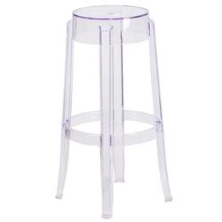 Flash Furniture FH-118-APC2-GG Backless Commercial Bar Stool w/ Plastic Seat, Transparent Crystal