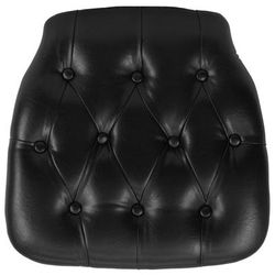 Flash Furniture SZ-TUFT-BLACK-GG 15 3/4" Chair Cushion w/ Hook & Loop Adhesive Tape - 1 1/2" Thick, Vinyl, Black, 1.5 in