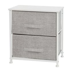 Flash Furniture WX-5L200-WH-GR-GG 17 3/4"W Storage Organizer w/ 2 Light Gray Fabric Drawers, White Cast Iron Frame
