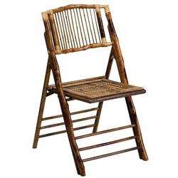 Flash Furniture X-62111-BAM-GG Folding Chair w/ Curved Back - Bamboo, Indoor/Outdoor