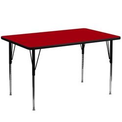 Flash Furniture XU-A2448-REC-RED-T-A-GG Rectangular Activity Table - 48"L x 24"W, Laminate Top, Red