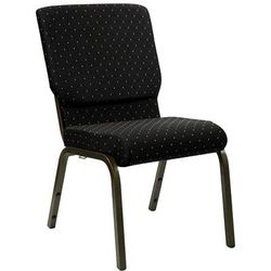 Flash Furniture XU-CH-60096-BK-GG Stacking Church Chair w/ Black Dot Fabric Back & Seat - Steel Frame, Gold Vein
