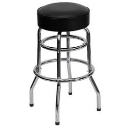 Flash Furniture XU-D-100-GG Backless Swivel Commercial Bar Stool w/ Black Vinyl Seat, Chrome
