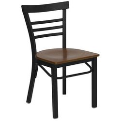 Flash Furniture XU-DG6Q6B1LAD-CHYW-GG Restaurant Side Chair w/ Ladder Back & Cherry Wood Seat - Steel Frame, Black