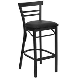 Flash Furniture XU-DG6R9BLAD-BAR-BLKV-GG Commercial Bar Stool w/ Metal Ladder Back & Black Vinyl Seat, Black