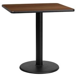 Flash Furniture XU-WALTB-3030-TR18-GG 30" Square Dining Height Table w/ Walnut Laminate Top - Cast Iron Base, Black