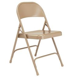 National Public Seating 51 Folding Chair w/ Beige Steel Back & Seat - Steel Frame, Beige, Green