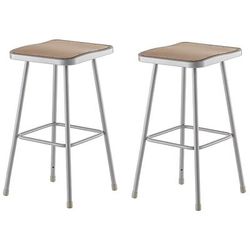 National Public Seating 6330 CR6200 Square Backless Stool w/ Masonite Board Seat, Gray