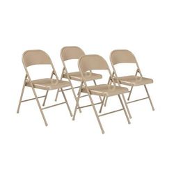 National Public Seating 901 Folding Chair w/ Beige Steel Back & Seat - Steel Frame, Beige