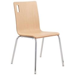 National Public Seating BCC22 CafÃ© Chair w/ Natural Wood Back & Seat - Steel Frame, Silver, Chrome