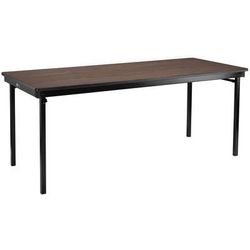 National Public Seating MSFT3696PWEBWT Folding Table w/ Montana Walnut Laminate Top & Black Steel Frame - 96"L x 36"W x 29"H