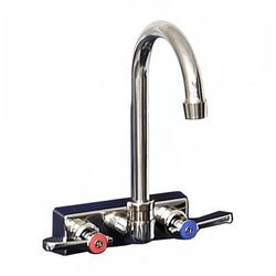 BK Resources EVO-4SM-4G Splash Mount Faucet w/ 4" Gooseneck Spout & 4" Centers, Stainless Steel