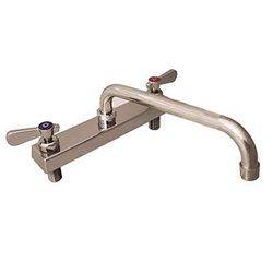 BK Resources EVO-8DM-16 Deck Mount Faucet w/ 16" Swing Spout & 8" Centers, Stainless Steel