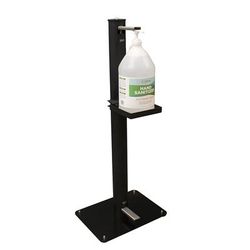 BK Resources FPSS-38 Foot Operated Sanitizer Stand for (1) 1 gal Jug, Stainless, Black, For 1 Gallon Jug, Powder Coated Steel Body