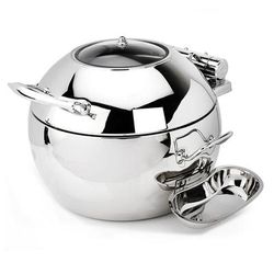 Eastern Tabletop 39311G Crown 11 qt Round Induction Soup Chafer w/ Hinged Glass Lid, Stainless Steel, 11 Quart, Silver