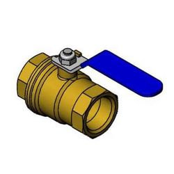 T&S 017487-45B 3/4" Female NPT Ball Valve w/ Zinc Plated Blue Coated Lever Handle