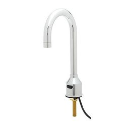 T&S 5EF-1D-DG Deck Mount Sensor Faucet - Single Hole, Rigid Gooseneck, 100-240v/1ph, Brass, Vandal Resistant Aerator, Chrome