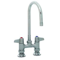 T&S 5F-4DLX05 Deck Mount Faucet - 5 1/2" Swivel Gooseneck Spout, 4" Centers