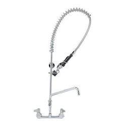 T&S 5PR-8W12-C 35 11/16"H Wall Mount Pre Rinse Faucet - 1 1/5 GPM, Base with Nozzle