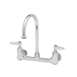 T&S B-0331 Splash Mount Faucet - 6" Swivel Gooseneck Spout, 8" Centers, Chrome