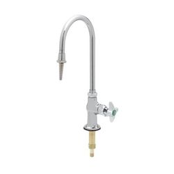 T&S BL-5705-01 Deck Mount Single Temperature Lab Faucet w/ 6" Swivel/Rigid Faucet & Serrated Tip, Chrome
