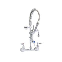 T&S MPY-8WLN-08-CR 22 1/8"H Wall Mount Pre Rinse Faucet - 13/20 GPM, Base with Nozzle, Stainless Steel