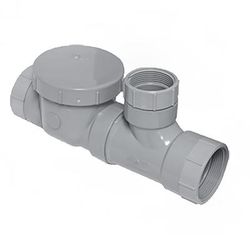 Canplas 3934135AT Threaded Format Flow Control w/ Fittings, Cleanout & Air Intake, 35 GPM, 4", Gray