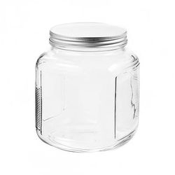 Anchor Hocking 85787AHG17 2 qt Glass Cracker Jar w/ Brushed Metal Lid, Clear, Case of 4