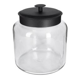 Anchor 88904AHG17 1 1/2 gallon Modern Montana Jar, Black Metal Cover, Clear