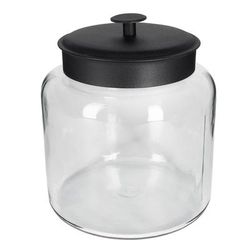 Anchor Hocking 88904AHG17 1 1/2 gallon Modern Montana Jar, Black Metal Cover, Clear