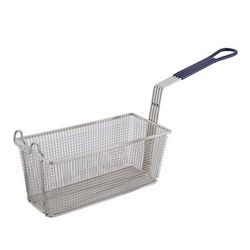 Winco FB-20 Fryer Basket w/ Coated Handle & Front Hook, 13 1/4" x 5 5/8" x 5 5/8", Blue