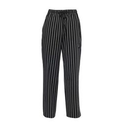 Winco UNF-3CXXL Poly Cotton Chef Pants, 2X-Large, Chalk Stripe, Black