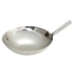 Winco WOK-14N 14" Stainless Stir Fry Pan, Stainless Steel